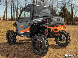 SuperATV rear vented windshield on a Polaris General, angle view