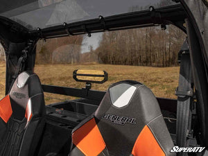 SuperATV rear vented windshield on a Polaris General, installed close-up
