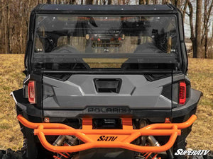 SuperATV rear vented windshield on a Polaris General, mounted view