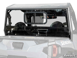 SuperATV sliding rear windshield on a Polaris General, front view