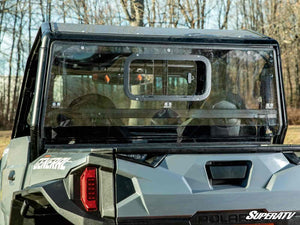 SuperATV sliding rear windshield on a Polaris General, side view