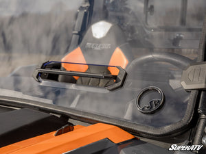 SuperATV vented full windshield on a Polaris General, detail view
