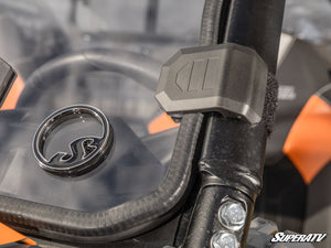 SuperATV vented full windshield on a Polaris General, mounted view