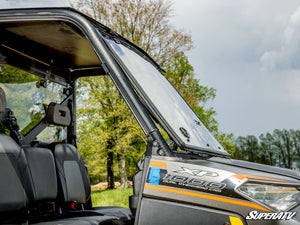 SuperATV flip windshield on a Polaris Ranger 1000, hardware detail