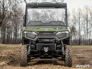 SuperATV Polaris Ranger 500 Flip Windshield, angle view