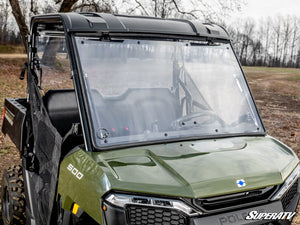 SuperATV Polaris Ranger 500 Flip Windshield, cab view