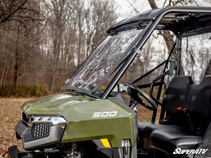 SuperATV Polaris Ranger 500 Flip Windshield, mounted view