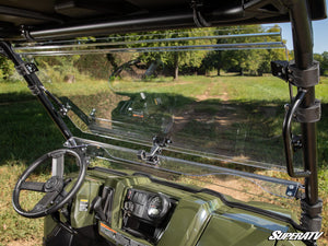 SuperATV Polaris Ranger 900 Diesel Flip Windshield, cab view