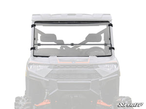 SuperATV flip down windshield on a Polaris Ranger, front view