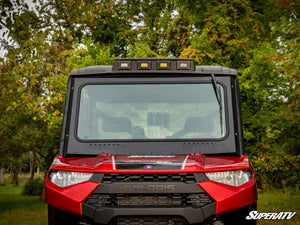 SuperATV glass windshield on a Polaris Ranger, side view