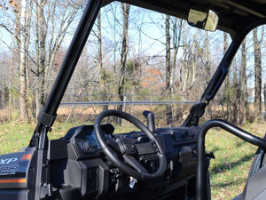 SuperATV half windshield on a Polaris Ranger, angle view