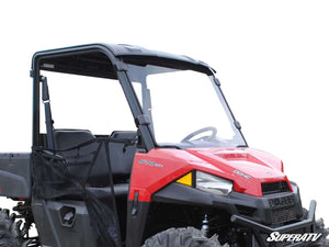 SuperATV full windshield on a Polaris Ranger Midsize, front view