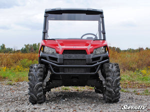 SuperATV full windshield on a Polaris Ranger Midsize, angle view