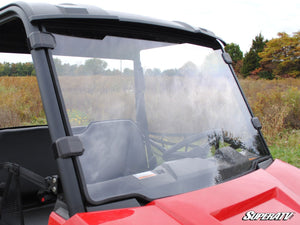 SuperATV full windshield on a Polaris Ranger Midsize, side view