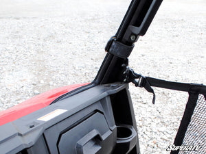 SuperATV full windshield on a Polaris Ranger Midsize, installed close-up