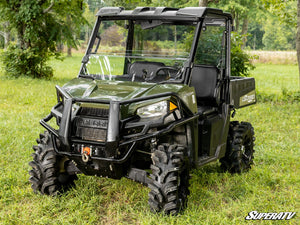 SuperATV half windshield on a Polaris Ranger Midsize, angle view