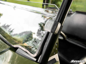 SuperATV half windshield on a Polaris Ranger Midsize, cab view