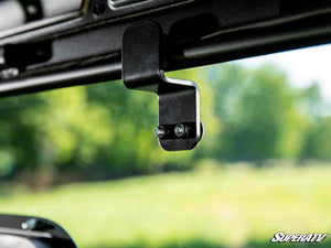 SuperATV sliding rear windshield on a Polaris Ranger Midsize, mounted view