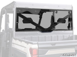 SuperATV rear windshield on a Polaris Ranger, front view