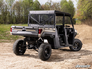 SuperATV rear windshield on a Polaris Ranger, angle view