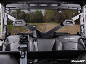 SuperATV rear windshield on a Polaris Ranger, installed close-up