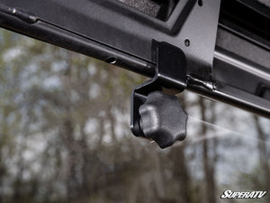 SuperATV rear windshield on a Polaris Ranger, detail view