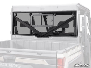 SuperATV sliding rear windshield on a Polaris Ranger, front view
