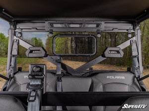 SuperATV sliding rear windshield on a Polaris Ranger, mounted view