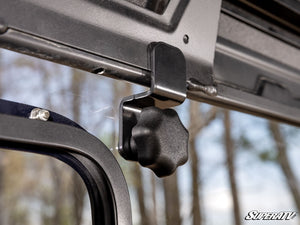 SuperATV sliding rear windshield on a Polaris Ranger, alternate angle