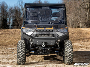 SuperATV vented full windshield on a Polaris Ranger, angle view