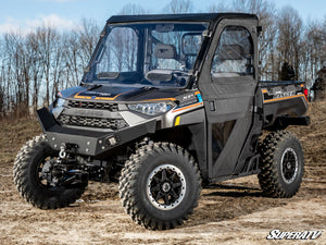 SuperATV vented full windshield on a Polaris Ranger, side view