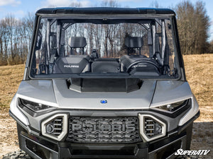 SuperATV full windshield on a Polaris Ranger XD 1500, side view