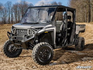 SuperATV full windshield on a Polaris Ranger XD 1500, installed close-up
