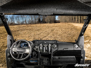 SuperATV full windshield on a Polaris Ranger XD 1500, detail view