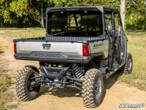 SuperATV glass sliding rear windshield on a Polaris Ranger XD 1500, side view