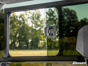 SuperATV glass sliding rear windshield on a Polaris Ranger XD 1500, cab view