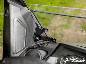 SuperATV half windshield on a Polaris Ranger XD 1500, mounted view