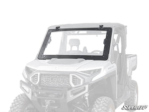 SuperATV MaxDrive power flip windshield on a Polaris Ranger XD 1500, front view