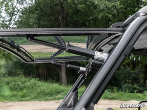 SuperATV MaxDrive power flip windshield on a Polaris Ranger XD 1500, mounted view