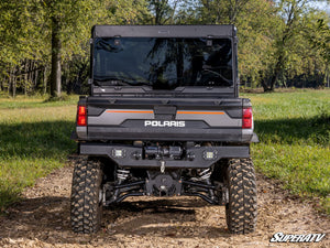 SuperATV rear glass windshield on a Polaris Ranger XD 1500, side view