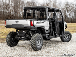SuperATV rear windshield on a Polaris Ranger XD 1500, angle view