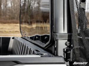 SuperATV rear windshield on a Polaris Ranger XD 1500, cab view