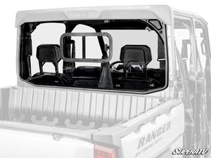 SuperATV sliding rear windshield on a Polaris Ranger XD 1500, front view