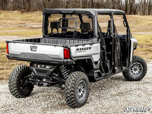 SuperATV sliding rear windshield on a Polaris Ranger XD 1500, angle view