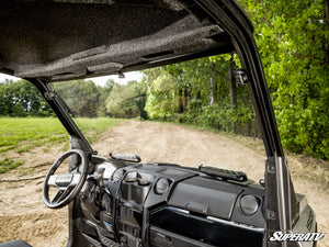 SuperATV vented full windshield on a Polaris Ranger XD 1500, detail view