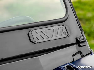SuperATV flip down glass windshield on a Polaris Ranger XP 1000, interior view