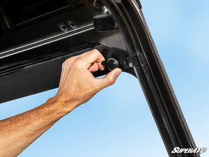 SuperATV flip down glass windshield on a Polaris Ranger XP 1000, overview