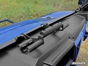 SuperATV flip windshield on a Polaris Ranger XP 900, installed close-up
