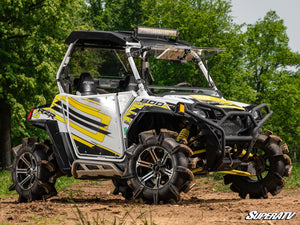 SuperATV flip windshield on a Polaris RZR, side view