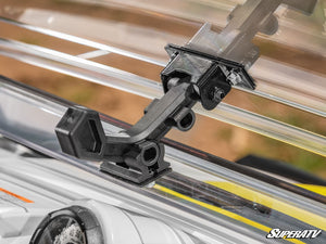 SuperATV flip windshield on a Polaris RZR, profile view